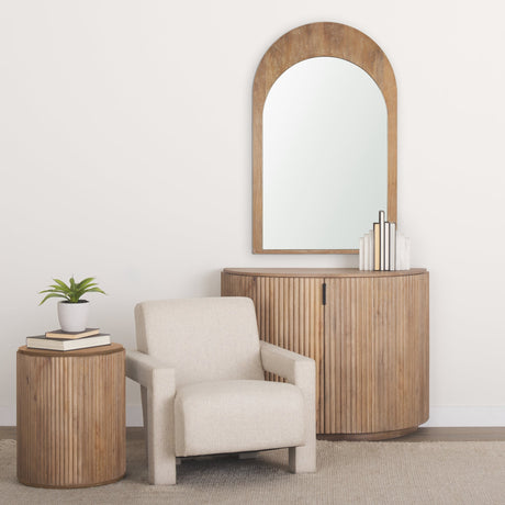 Celeste Light Brown Wood Medium Arched Mirror by Mercana at Eve Furniture