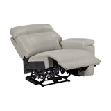 Celestia Light Gray Power Double Reclining Loveseat with Power Headrest and Center Console