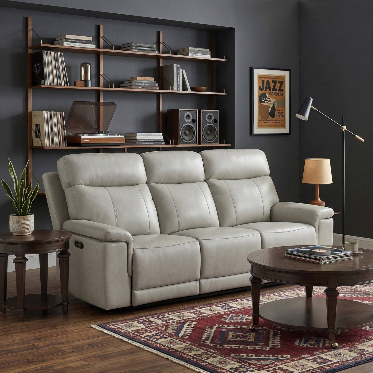 Celestia Light Gray Power Double Reclining Sofa with Power Headrest by Homelegance at Eve Furniture