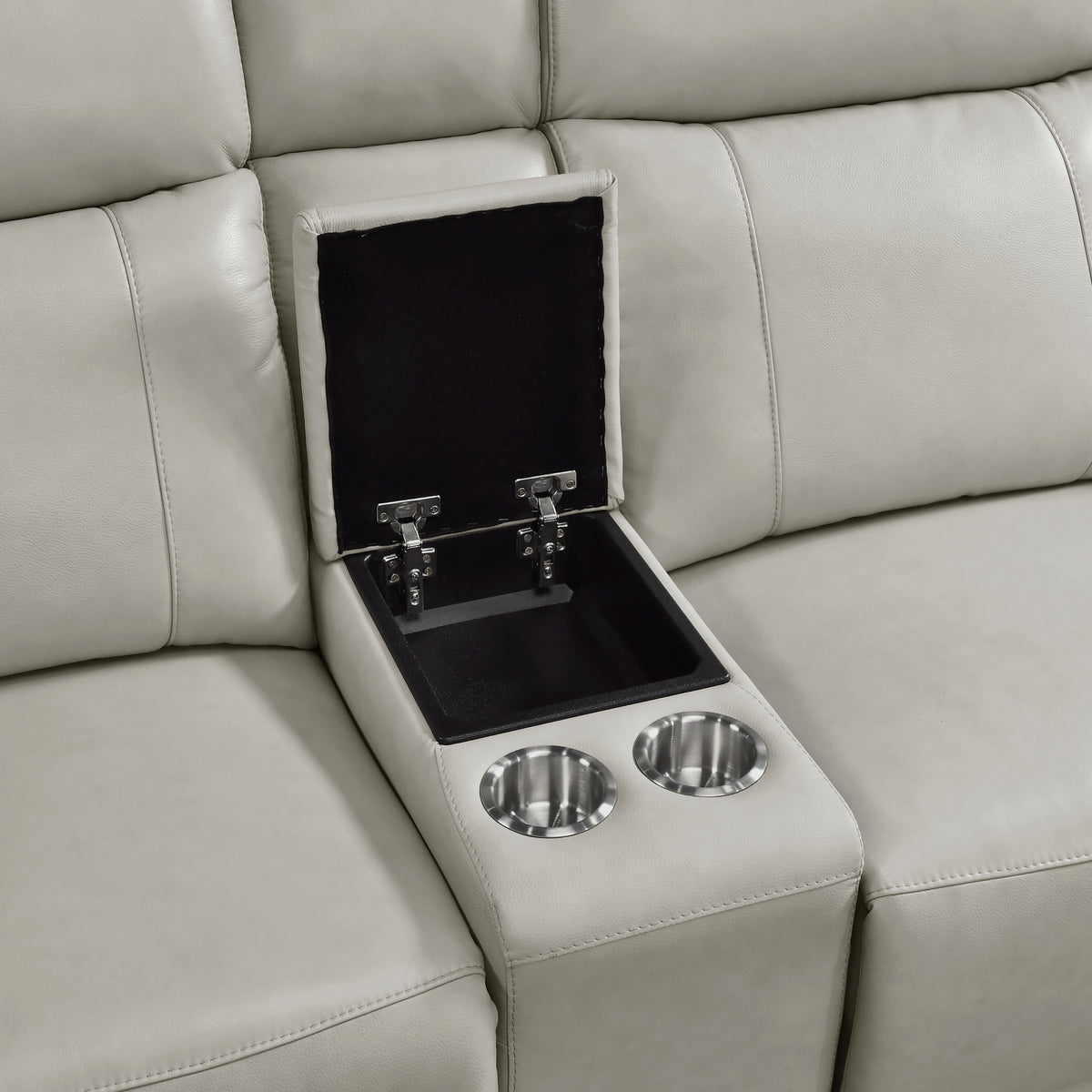 Celestia Light Gray Power Double Reclining Sofa with Power Headrest by Homelegance at Eve Furniture