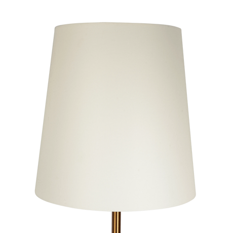 Celestial Modern Floor Lamp with Brass Accent Table with Large White Shade by Ashcroft Furniture at Eve Furniture