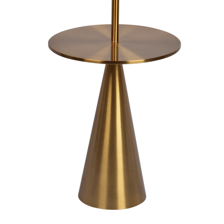 Celestial Modern Floor Lamp with Brass Accent Table with Large White Shade by Ashcroft Furniture at Eve Furniture