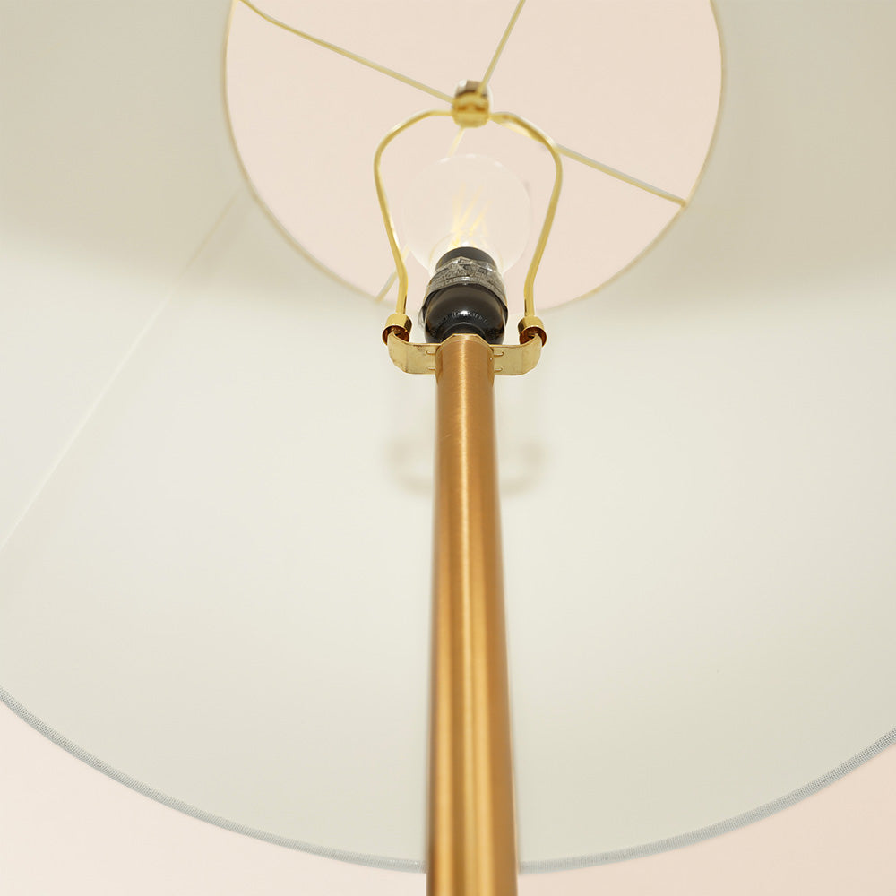 Celestial Modern Floor Lamp with Brass Accent Table with Large White Shade