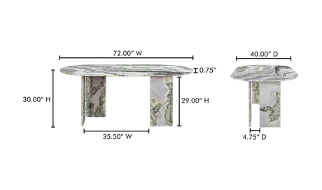 Celia Oval Dining Table Green Onyx Marble by Moe's Home at Eve Furniture
