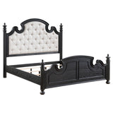 Celina Black/Beige 4-Piece Queen Bedroom Set with Upholstered Headboard