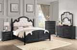 Celina Black/Beige 5-Piece Eastern King Bedroom Set with Upholstered Headboard