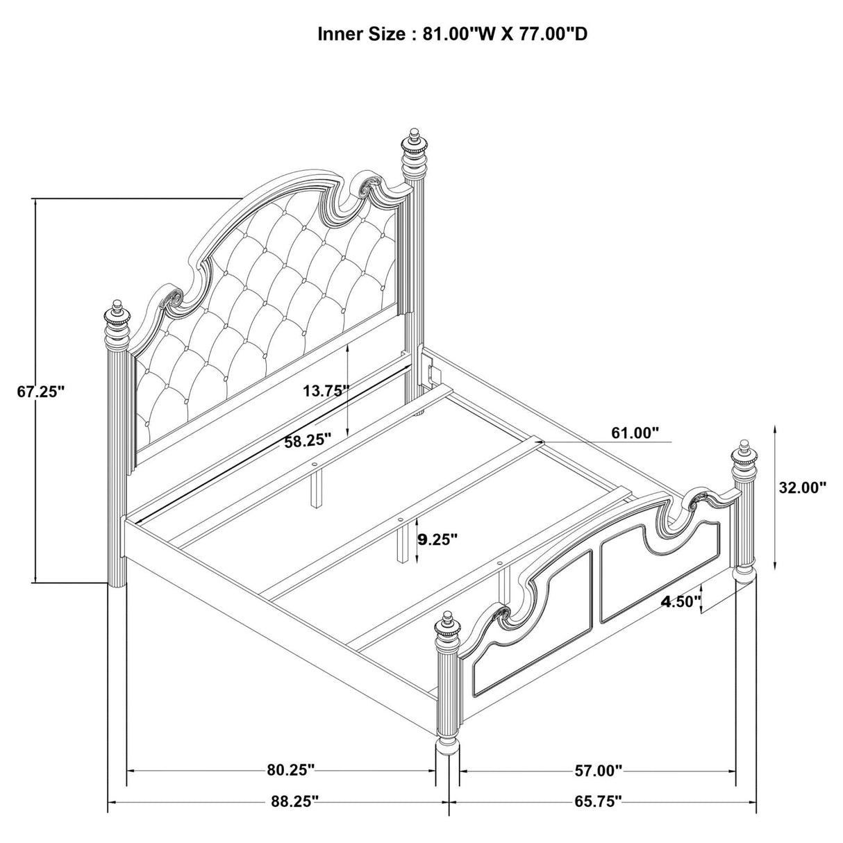 Celina Black/Beige 5-Piece Queen Bedroom Set with Upholstered Headboard