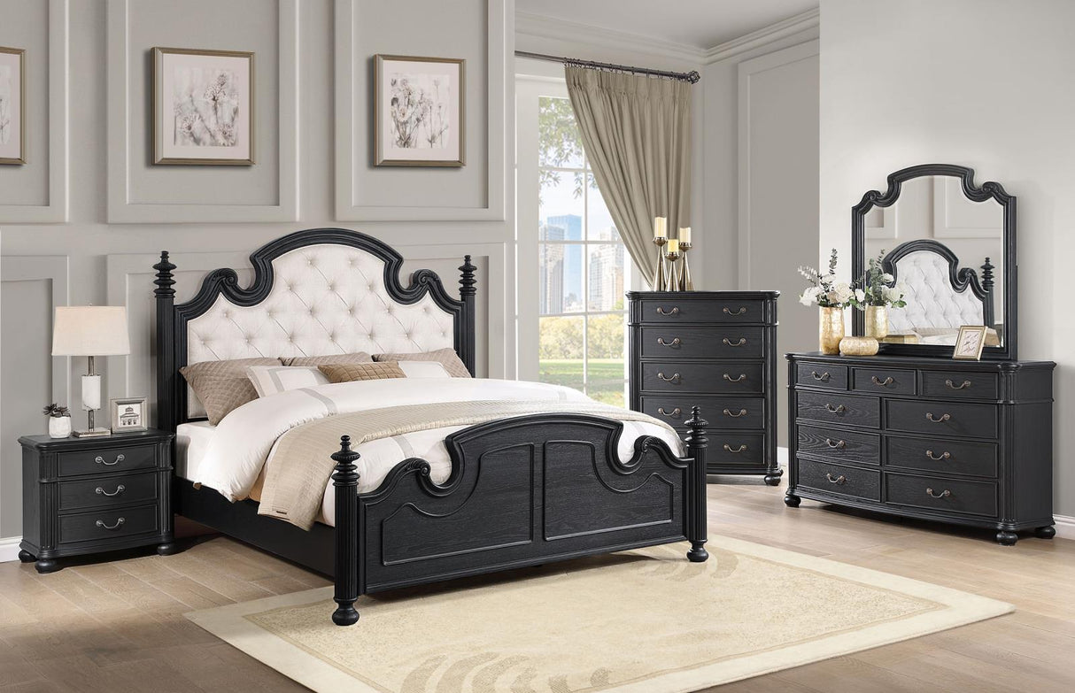 Celina Black 9-Drawer Bedroom Dresser with Mirror