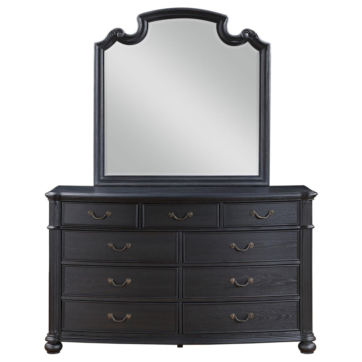 Celina Black 9-Drawer Bedroom Dresser with Mirror