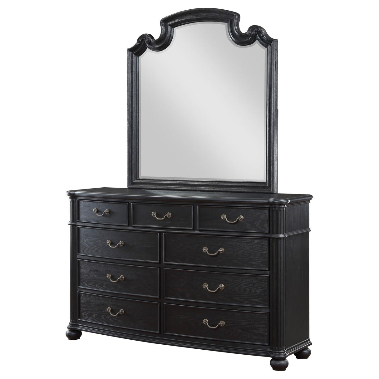 Celina Black 9-Drawer Bedroom Dresser with Mirror