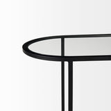 Celine 24.2 L x 12.6 W x 22.4 H Set of Two Black/Silver Metal and Glass Nesting Accent Tables by Mercana at Eve Furniture
