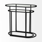 Celine Set of Two Black/Silver Metal and Glass Nesting Accent Tables by Mercana at Eve Furniture