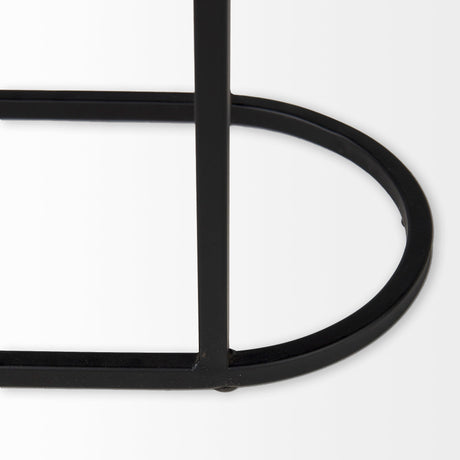 Celine Set of Two Black/Silver Metal and Glass Nesting Accent Tables by Mercana at Eve Furniture