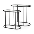 Celine Set of Two Black/Silver Metal and Glass Nesting Accent Tables by Mercana at Eve Furniture