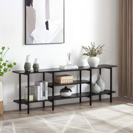 Celine Side 3 Tier Shelf Table Console in Black by Manhattan Comfort at Eve Furniture