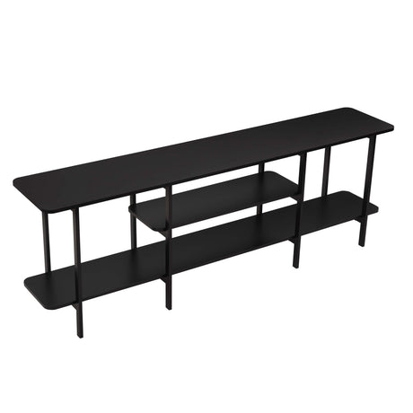Celine Side 3 Tier Shelf Table Console in Black by Manhattan Comfort at Eve Furniture