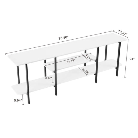 Celine Side 3 Tier Shelf Table Console in White by Manhattan Comfort at Eve Furniture