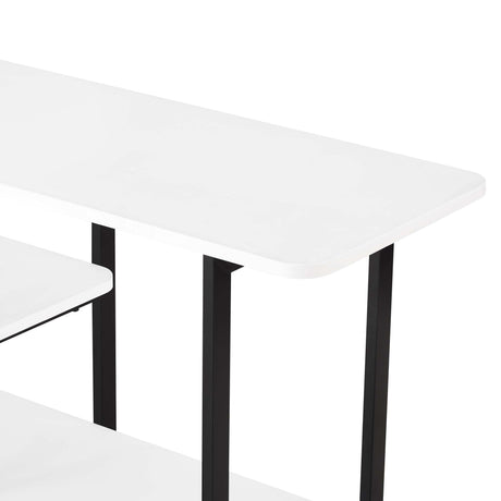 Celine Side 3 Tier Shelf Table Console in White by Manhattan Comfort at Eve Furniture