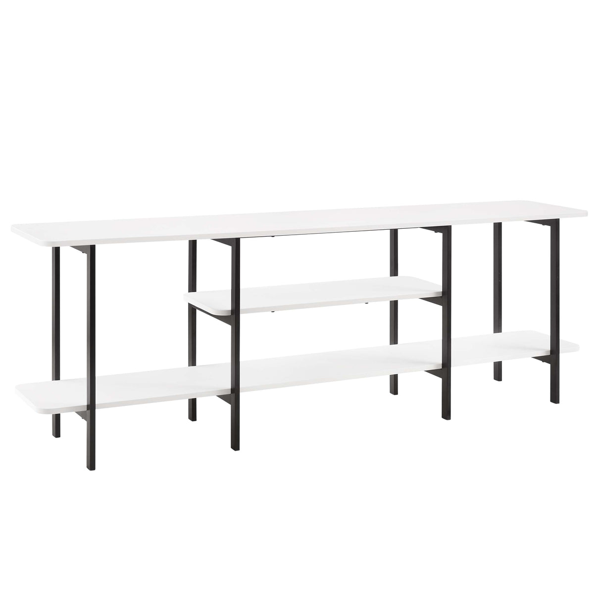 Celine Side 3 Tier Shelf Table Console in White by Manhattan Comfort at Eve Furniture