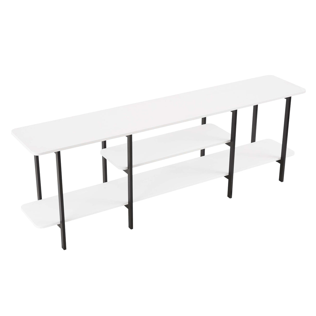 Celine Side 3 Tier Shelf Table Console in White by Manhattan Comfort at Eve Furniture