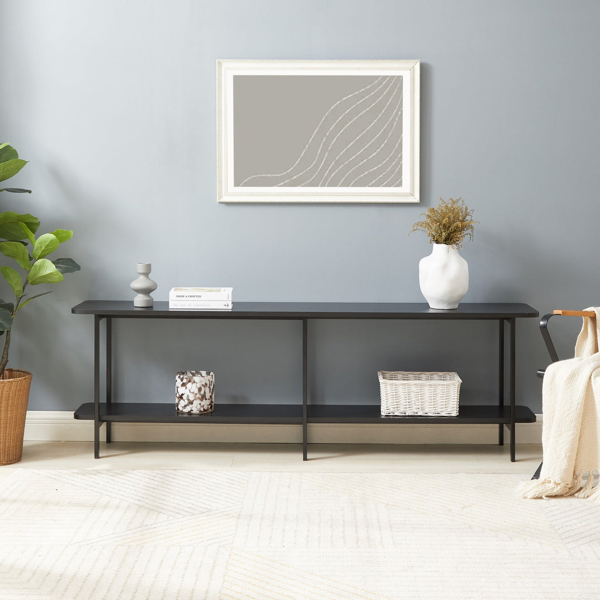 Celine Side Table Console in Black by Manhattan Comfort at Eve Furniture