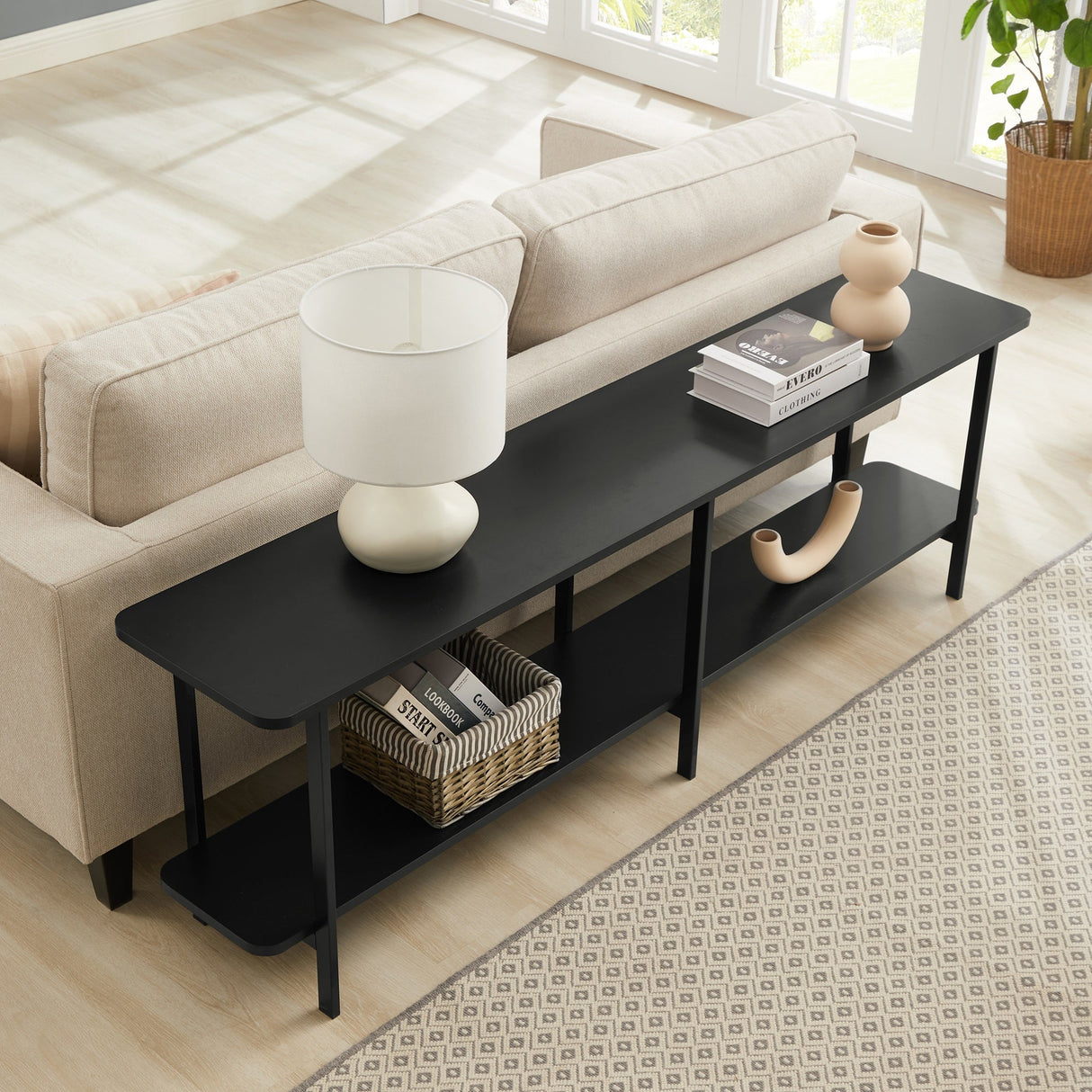 Celine Side Table Console in Black by Manhattan Comfort at Eve Furniture