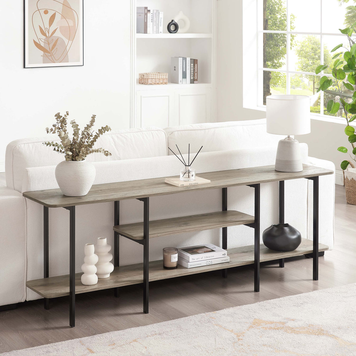 Celine Side Table Console in Rustic Grey by Manhattan Comfort at Eve Furniture