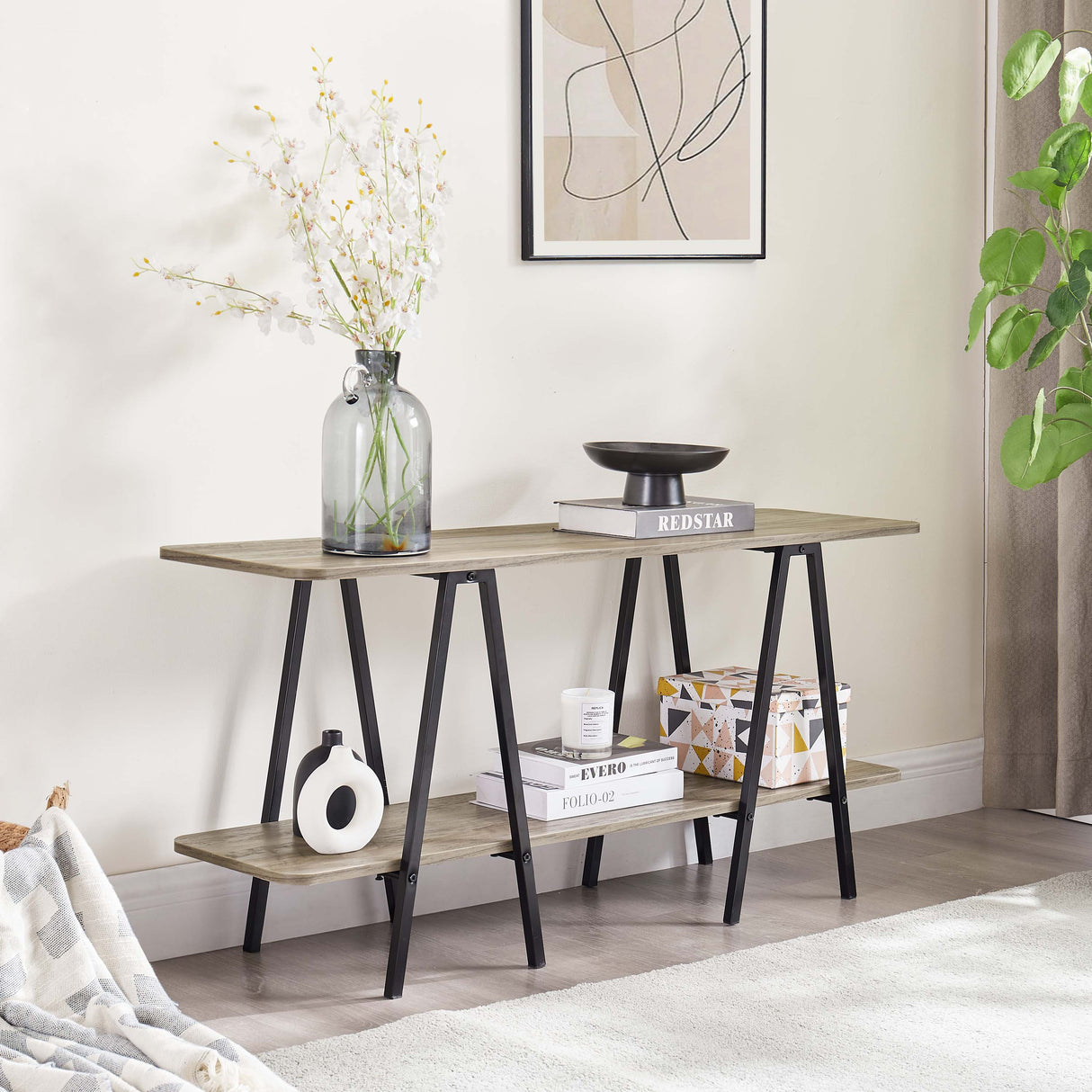 Celine Side Table Console in Rustic Grey by Manhattan Comfort at Eve Furniture