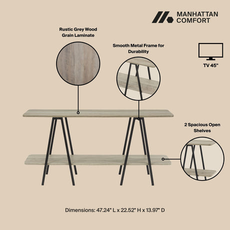 Celine Side Table Console in Rustic Grey by Manhattan Comfort at Eve Furniture