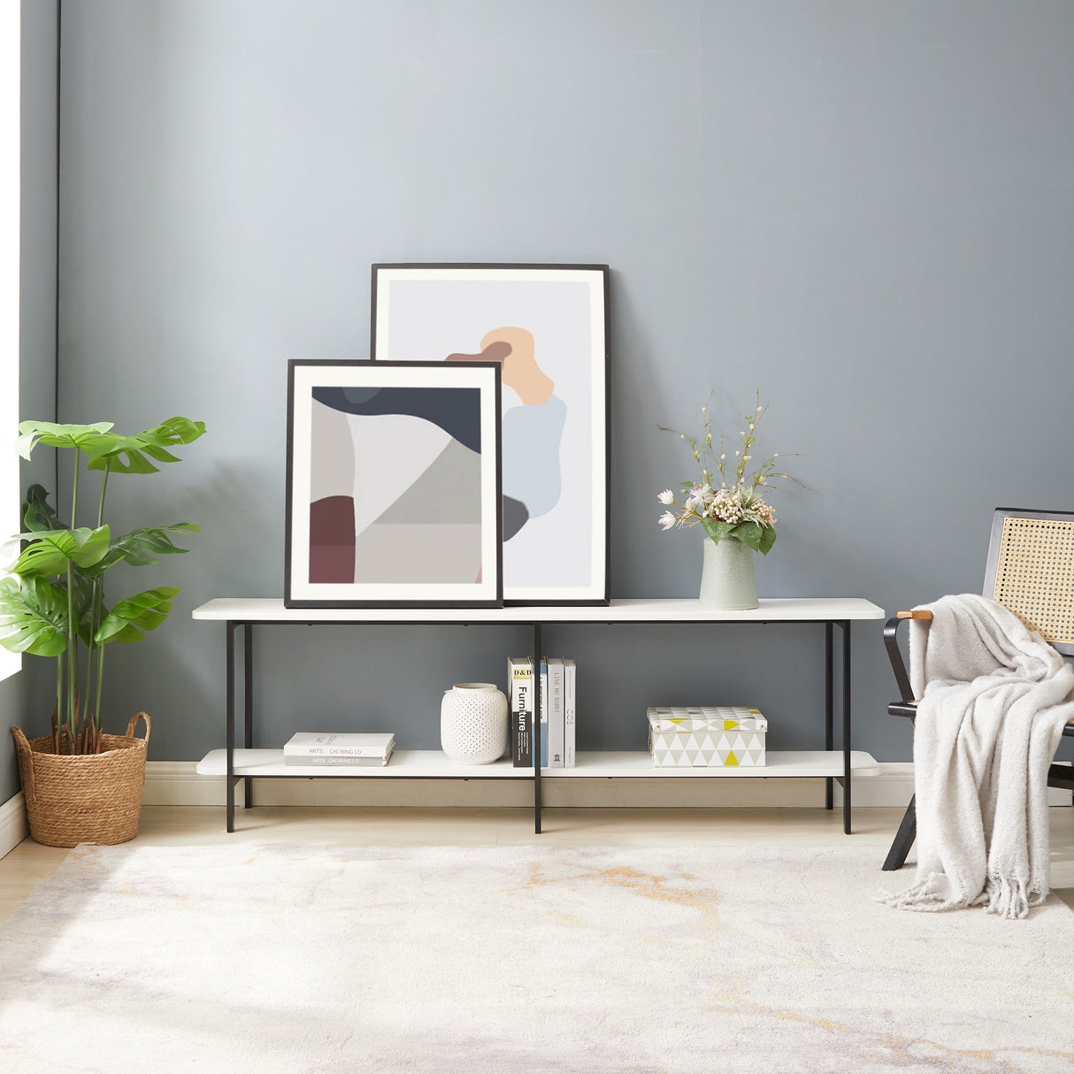Celine Side Table Console in White by Manhattan Comfort at Eve Furniture