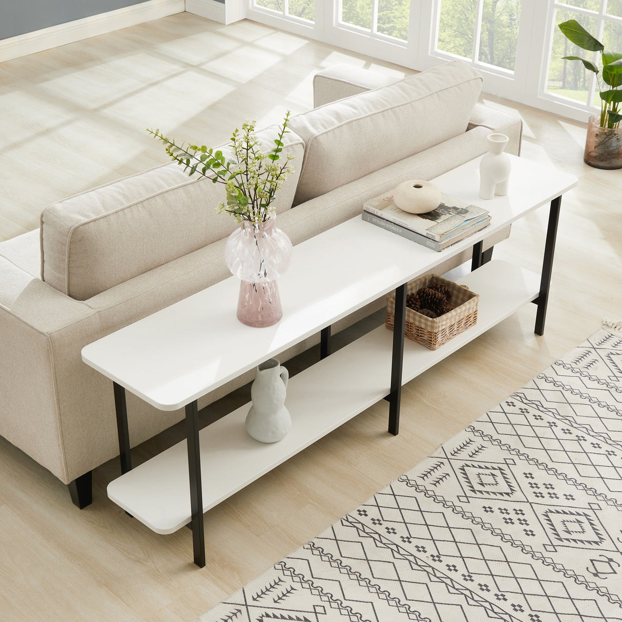 Celine Side Table Console in White by Manhattan Comfort at Eve Furniture
