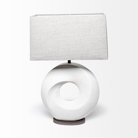 Celtica White Resin Ring-Shaped Base Table Lamp by Mercana at Eve Furniture
