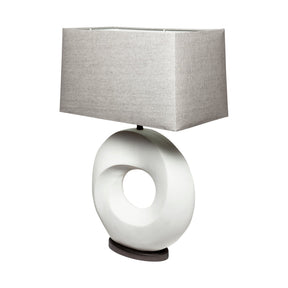 Celtica White Resin Ring-Shaped Base Table Lamp by Mercana at Eve Furniture