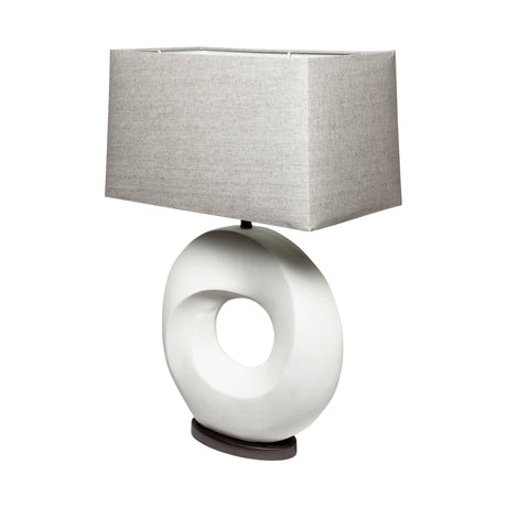 Celtica White Resin Ring-Shaped Base Table Lamp by Mercana at Eve Furniture