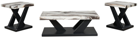 Cendill Dark Brown/White/Black Table (Set of 3) by Ashley at Eve Furniture
