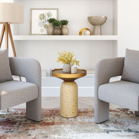 Cendre Side Table Gold & Beige by Zuomod at Eve Furniture