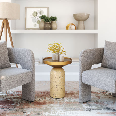 Cendre Side Table Gold & Beige by Zuomod at Eve Furniture
