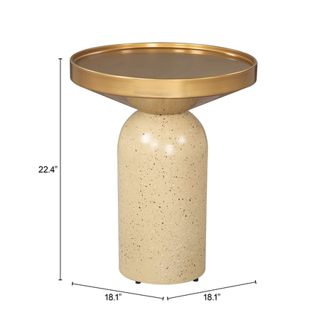 Cendre Side Table Gold & Beige by Zuomod at Eve Furniture