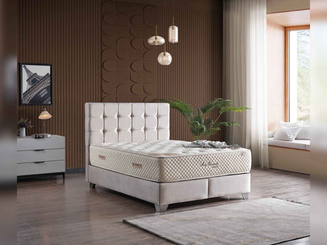 Cenova Storage Bed With Headboard Cream by Furnia at Eve Furniture