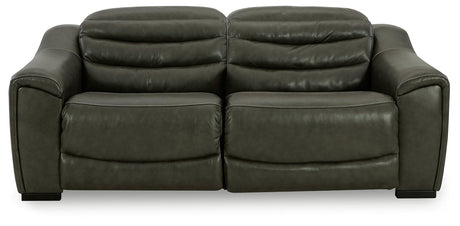 Center Line Dark Gray 2-Piece Power Reclining Loveseat by Ashley at Eve Furniture