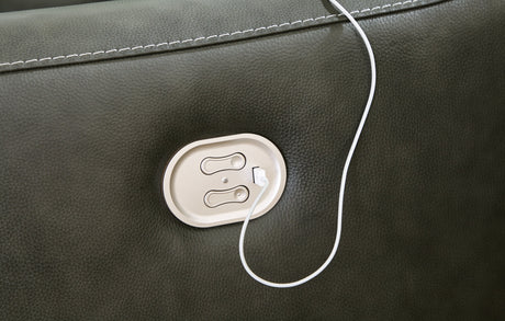 Center Line Dark Gray 2-Piece Power Reclining Loveseat by Ashley at Eve Furniture