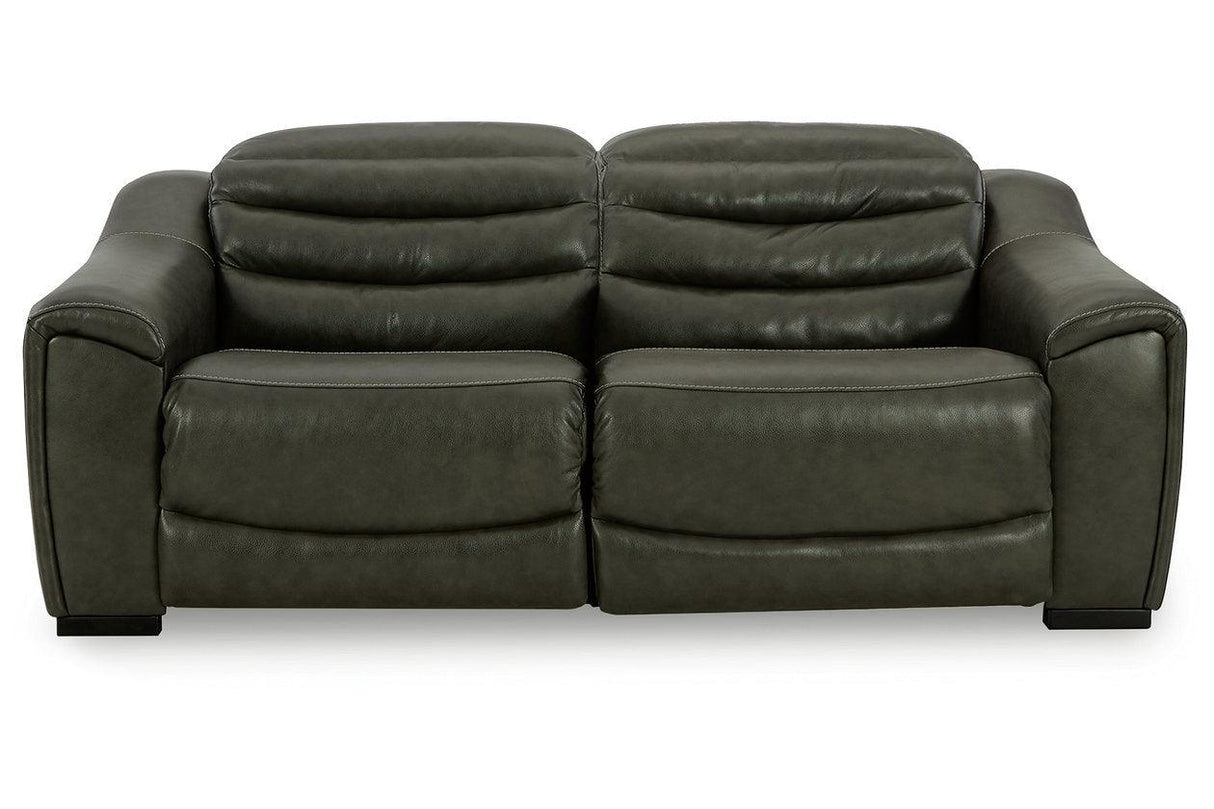 Center Line Dark Gray 2-Piece Power Reclining Sectional Loveseat by Ashley at Eve Furniture