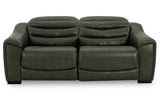 Center Line Dark Gray 2-Piece Power Reclining Sectional Loveseat by Ashley at Eve Furniture