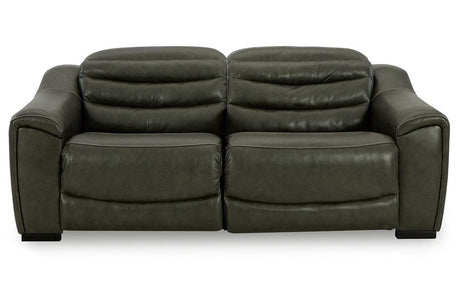 Center Line Dark Gray 2-Piece Power Reclining Sectional Loveseat by Ashley at Eve Furniture
