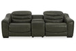 Center Line Dark Gray 3-Piece Power Reclining Loveseat with Console by Ashley at Eve Furniture