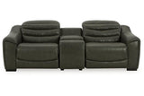 Center Line Dark Gray 3-Piece Power Reclining Loveseat with Console by Ashley at Eve Furniture