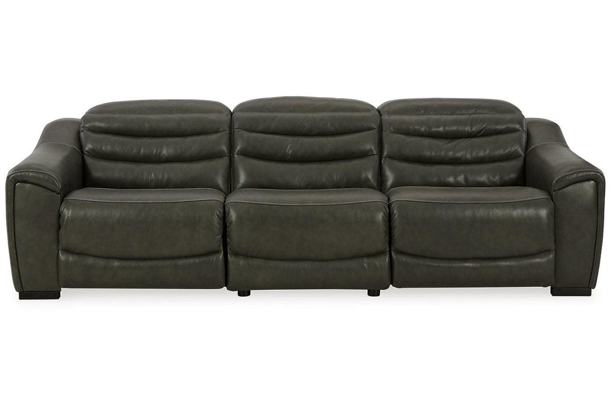 Center Line Dark Gray 3-Piece Power Reclining Sectional Sofa by Ashley at Eve Furniture