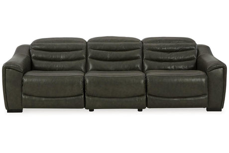 Center Line Dark Gray 3-Piece Power Reclining Sectional Sofa by Ashley at Eve Furniture
