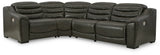 Center Line Dark Gray 4-Piece Power Reclining Sectional with Adjustable Headrest by Ashley at Eve Furniture