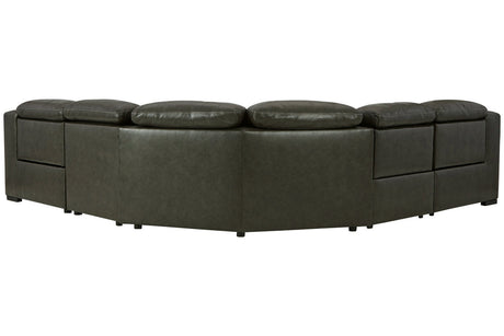 Center Line Dark Gray 5-Piece Power Reclining Sectional with Adjustable Headrest by Ashley at Eve Furniture